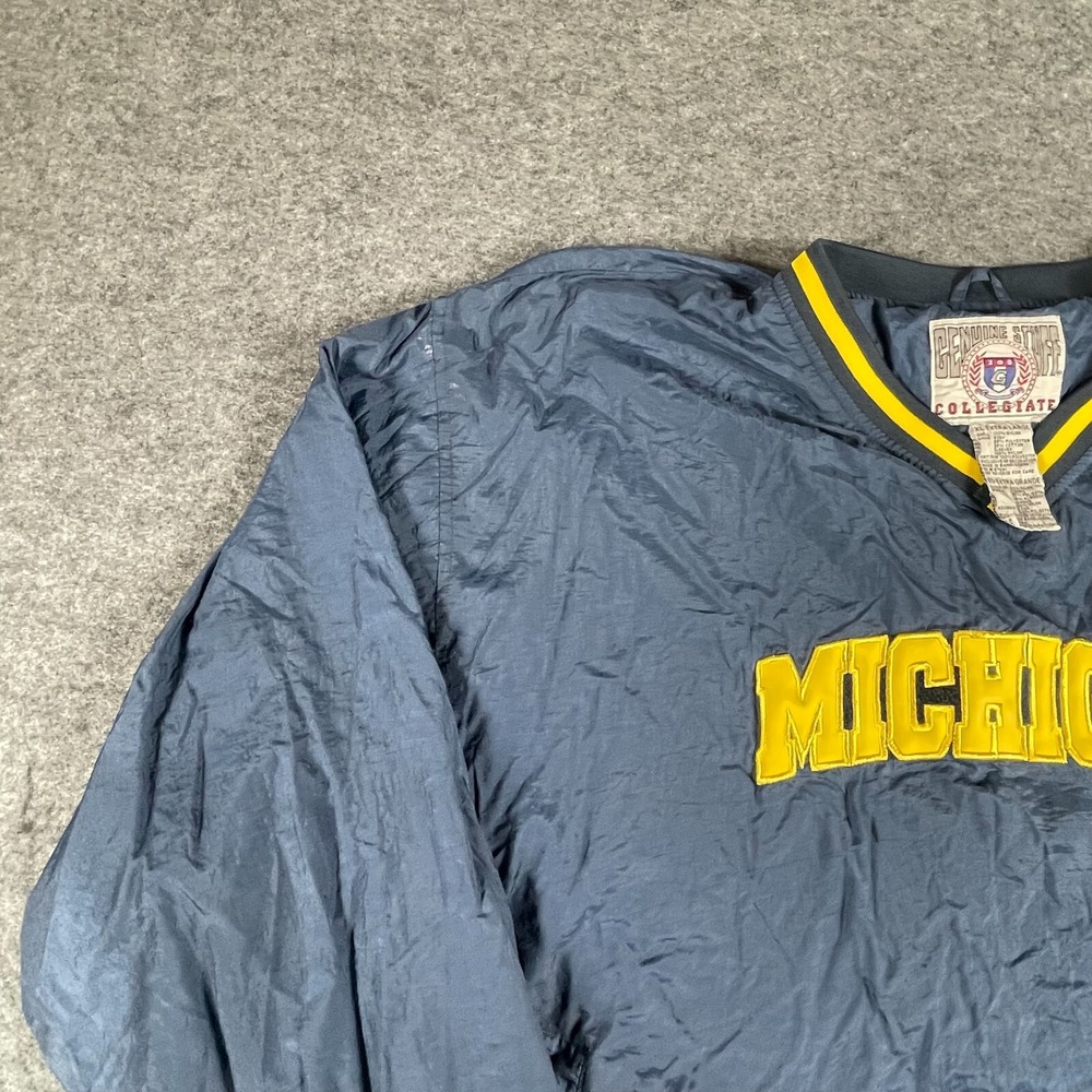 VTG Michigan Wolverines Jacket Mens XL Blue Pullover Windbreaker Football 90s - Picture 5 of 15